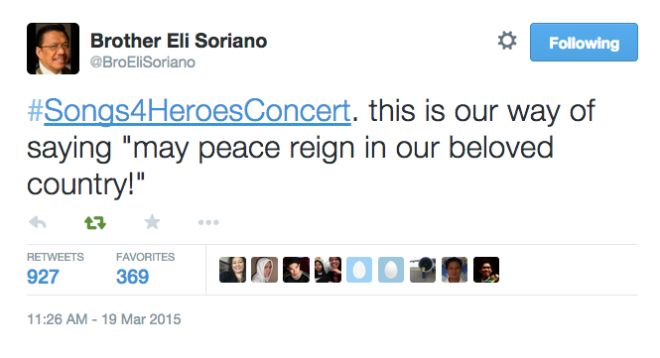 Bro. Eli tweets for peace
